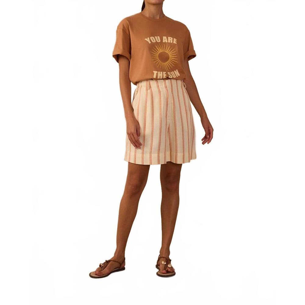 NEW DRESS TO striped walking shorts in cream & orange